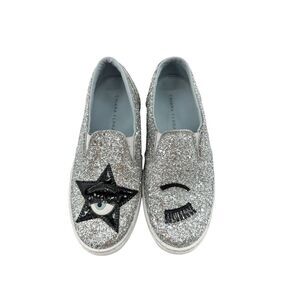 Chiara Ferragni Glitter Sparkle Shoes Wink Eye All Seeing Eye Evil Eye Size 36 6